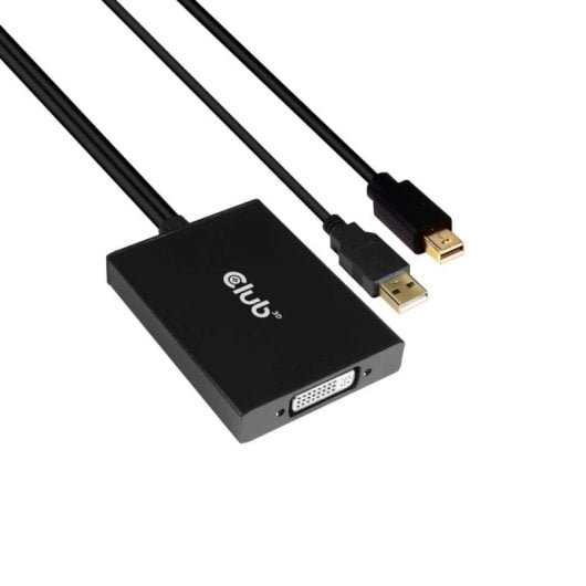 Convertidor Club 3D CAC-1130 Mini DisplayPort + USB-A a DVI Dual Link 0,6m Negro