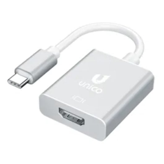 USB-C auf HDMI Adapter UNICO AD1848 Aluminium 4K 30Hz 17,5cm silber