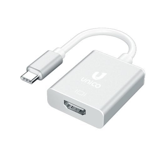USB-C auf HDMI Adapter UNICO AD1848 Aluminium 4K 30Hz 17,5cm silber