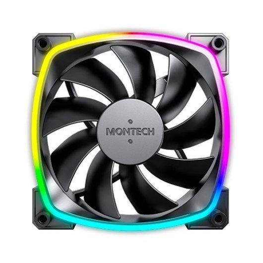 Refrigeración Aire Montech 120mm AX120 PWM ARGB Alto Flujo Bajo Ruido Negro