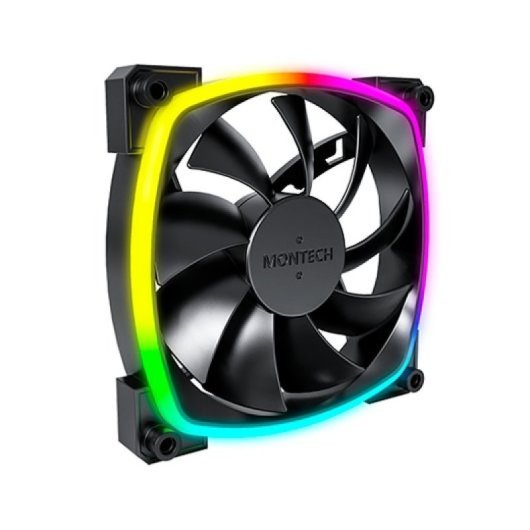 Refrigeración Aire Montech 120mm AX120 PWM ARGB Alto Flujo Bajo Ruido Negro