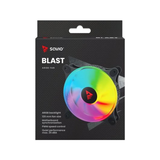 Refrigeración Aire Savio 120mm BLAST ARGB 1800RPM 25dB PWM Negro