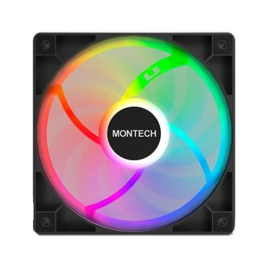 Montech GF120 Pack 3x Ventoinhas 120mm PWM ARGB 1600RPM Pretas com Hub Controlador