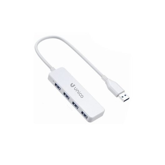 Adaptador UNICO AD1423W USB-A a 4 USB-A Blanco 90mm Aleación de Aluminio