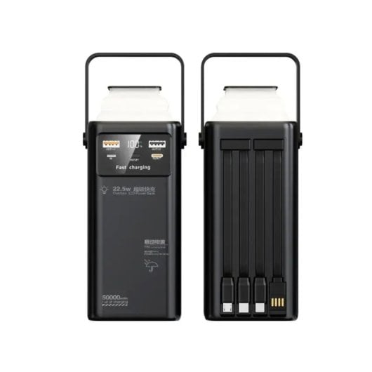 PowerBank Klack 50000mAh 22.5W Carga Rápida Triple Puerto LED ABS+PC Linterna