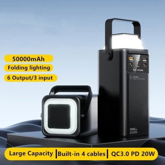 PowerBank Klack 50000mAh 22.5W Carga Rápida Triple Puerto LED ABS+PC Linterna