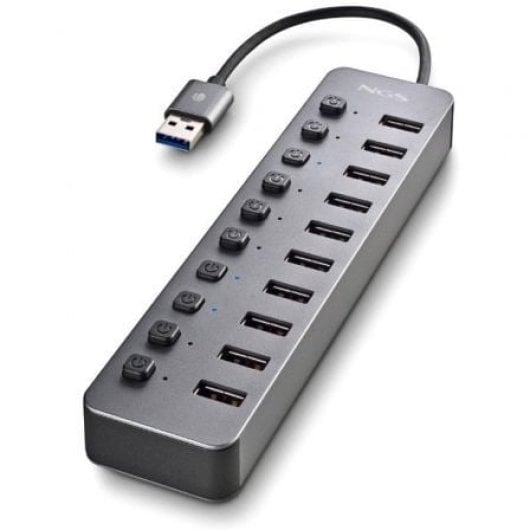 Hub NGS 10 puertos USB 3.0 5Gbps IHUB10 con interruptores y alimentación externa