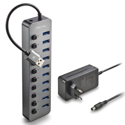Hub NGS 10 puertos USB 3.0 5Gbps IHUB10 con interruptores y alimentación externa