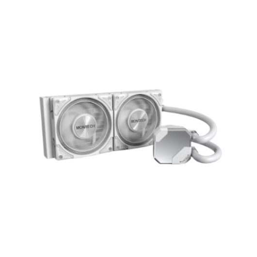 Montech HyperFlow S240 240-mm-Flüssigkeitskühlung mit 2 ARGB-Lüftern, Weiß