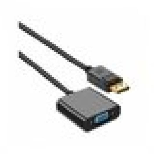 Adaptador DisplayPort a VGA Unico Plus 17cm Smart Chips ABS PVC Negro