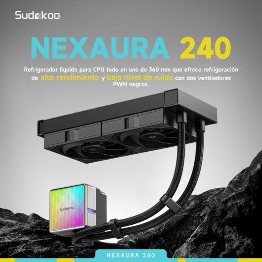 Sudokoo NEXAURA 240-mm-Flüssigkeitskühlung mit 2 RGB-Lüftern und innovativem Design