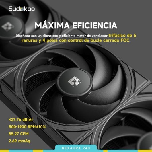 Sudokoo NEXAURA 240-mm-Flüssigkeitskühlung mit 2 RGB-Lüftern und innovativem Design