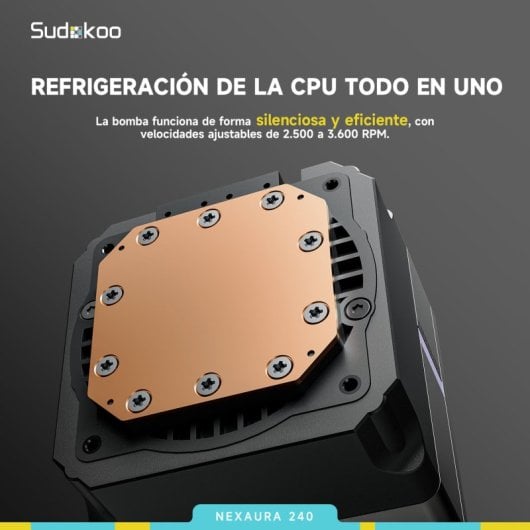 Sudokoo NEXAURA 240-mm-Flüssigkeitskühlung mit 2 RGB-Lüftern und innovativem Design
