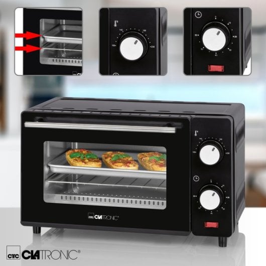 Clatronic HPN8 8-Liter-Edelstahl-Elektrobackofen mit Doppelglas und Timer