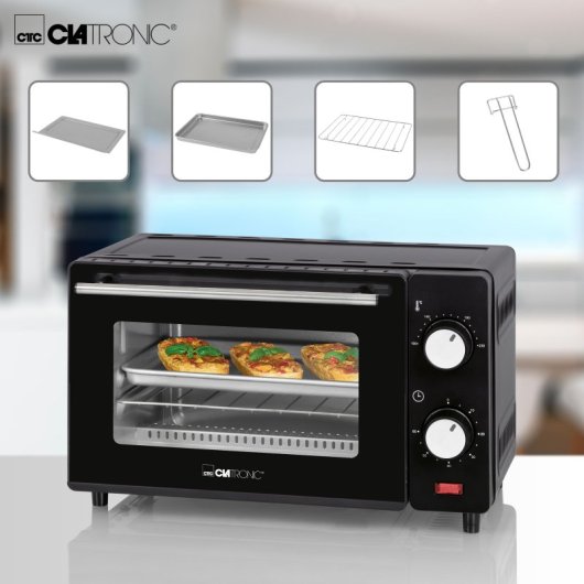 Clatronic HPN8 8-Liter-Edelstahl-Elektrobackofen mit Doppelglas und Timer
