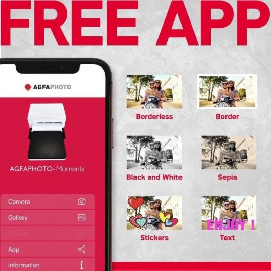 Drucker Sublimation Bluetooth AgfaPhoto Realipix Moments AMO46 Smartphone-Direktdruck