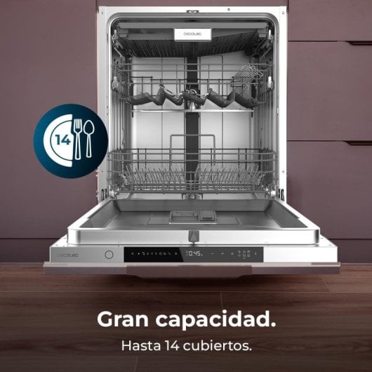 Lavavajillas Cecotec Integrable 14 Cubiertos Clase B Inverter Plus 8 Programas O2 Dry