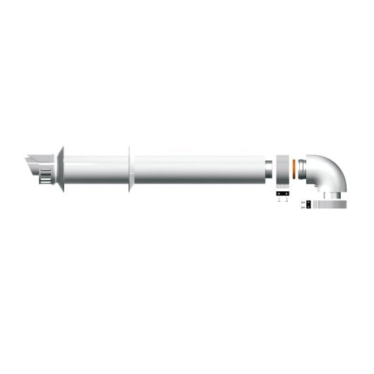 Kit evacuación de humos Ariston Next Evo SFT horizontal 1m tubo 60/100mm codo 90º blanco