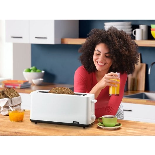 Tostador Braun HT1110WH 2 rebanadas 1030W Blanco ranura 25cm control giratorio