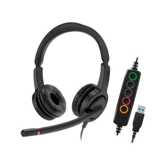 Auscultadores Axtel com cabo USB-A e conector 3,5, microfone e cancelamento de ruído