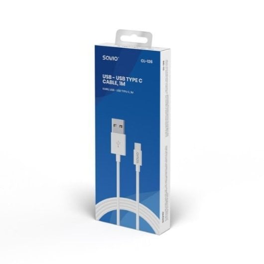 Cable Savio CL-126 USB-A a USB-C 1m Blanco 5A QC Carga Rápida