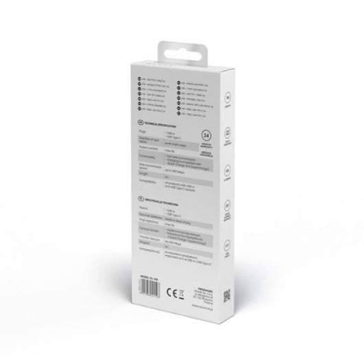 Cable Savio CL-126 USB-A a USB-C 1m Blanco 5A QC Carga Rápida