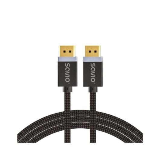 Cable Savio SAVKABELCL-166 DisplayPort 2m 8K HDR Macho/Macho Trenzado Oro Negro