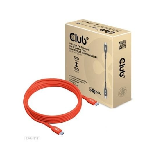 Club 3D USB-C Kabel CAC-1513 240W 3m Orange Daten 480Mb PD EPR Bidirektional