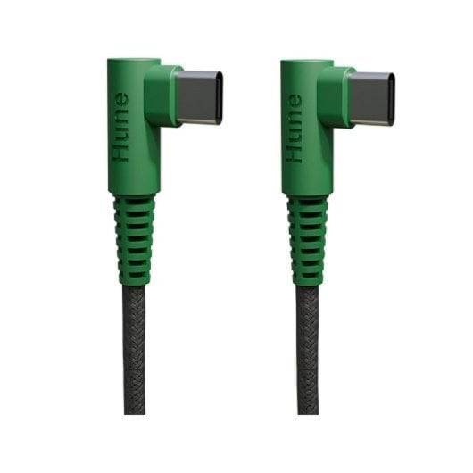 Cable USB-C Hune Hiedra-CC 1.2m Carga Rápida 3A Eco Verde Conectores 90º