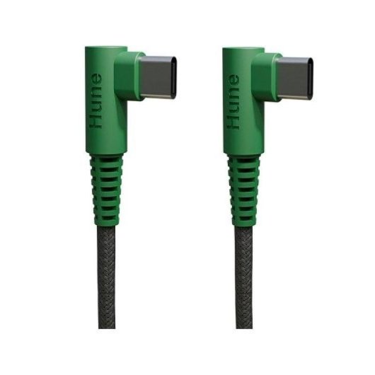 Cabo USB-C Hune Hiedra-CC 1.2m Carga Rápida 3A Verde Conectores 90º