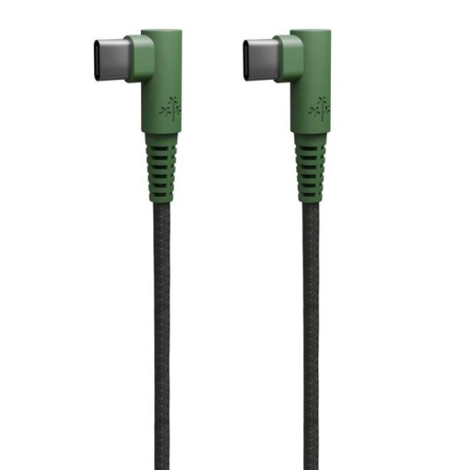 Cabo USB-C Hune Hiedra-CC 1.2m Carga Rápida 3A Verde Conectores 90º