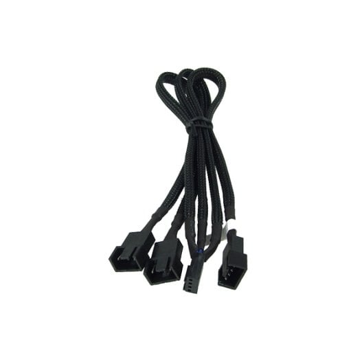 Cable en Y Phobya PWM Forrado 1x4 pines a 3x4 pines 30cm Macho/Hembra Malla Negra