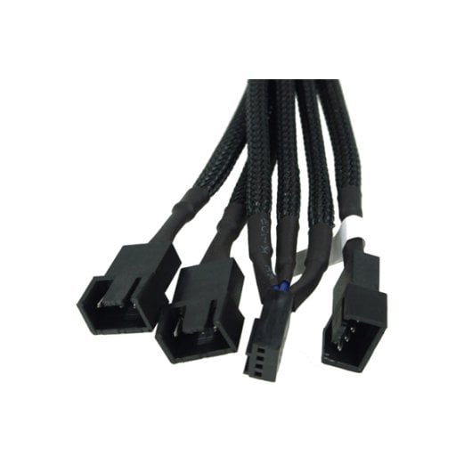Cable en Y Phobya PWM Forrado 1x4 pines a 3x4 pines 30cm Macho/Hembra Malla Negra