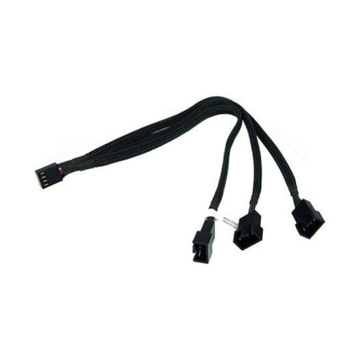 Cable en Y Phobya PWM Forrado 1x4 pines a 3x4 pines 30cm Macho/Hembra Malla Negra