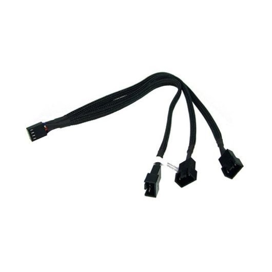 Cable en Y Phobya PWM Forrado 1x4 pines a 3x4 pines 30cm Macho/Hembra Malla Negra