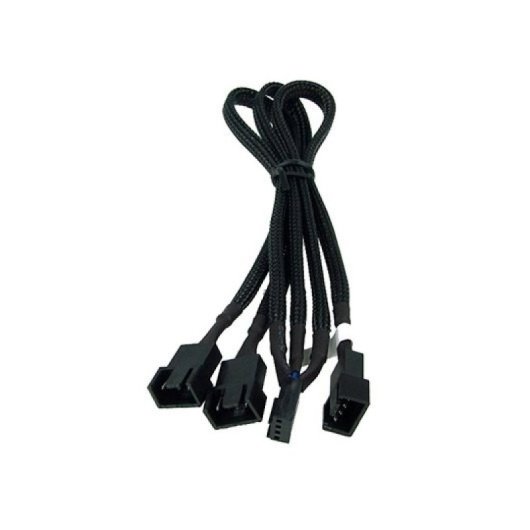 Cable en Y Phobya PWM Forrado 1x4 pines a 3x4 pines 30cm Macho/Hembra Malla Negra