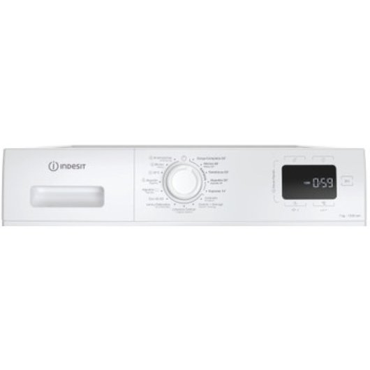 Máquina de lavar roupa Indesit 7kg com carga frontal, 1151rpm, branca, com ciclos rápidos e vapor