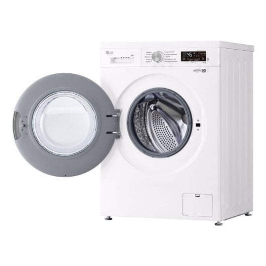 Lave-linge à chargement frontal LG 8 kg, 1400 tr/min, classe A, blanc, moteur Inverter, entraînement direct, vapeur, Wi-Fi