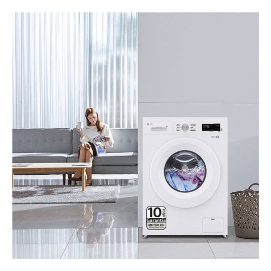 Lave-linge à chargement frontal LG 8 kg, 1400 tr/min, classe A, blanc, moteur Inverter, entraînement direct, vapeur, Wi-Fi