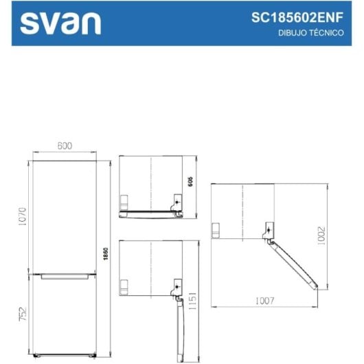 Frigorífico Svan Combi 185cm 293L Clase E Blanco No Frost Multi AirFlow Bajo Ruido