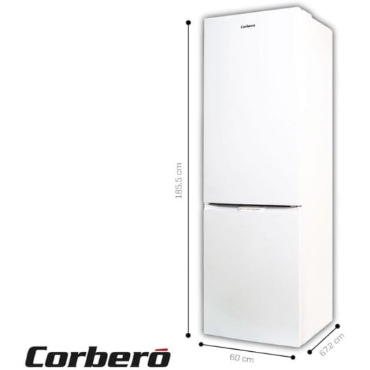 Corberó Frigorífico Combinado 185cm 327L E Branco No Frost Crisper Luz LED Prateleiras Ajustáveis