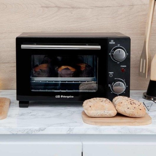 Mini Forno Orbegozo HO 985 10L Vidro Duplo Temporizador LED Preto
