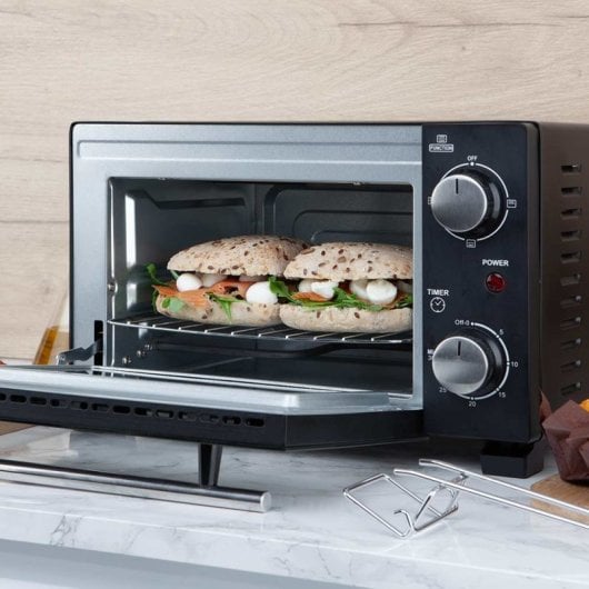 Forno elétrico Orbegozo HO 985 10L com vidro duplo preto e temporizador LED