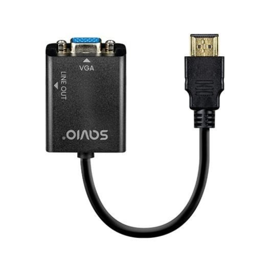 Adattatore HDMI a VGA Savio AK-76 1080p Nero con audio da 3,5 mm Plug and Play