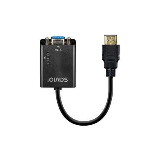 Adattatore HDMI a VGA Savio AK-76 1080p Nero con audio da 3,5 mm Plug and Play