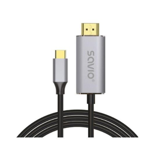 Cavo Savio CL-171 USB-C a HDMI 2.0 4K 2 m nero e argento HDCP 4K 120Hz