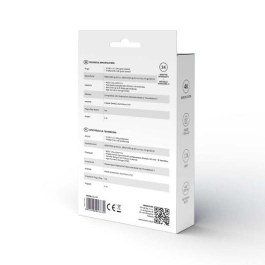 Cavo Savio CL-171 USB-C a HDMI 2.0 4K 2 m nero e argento HDCP 4K 120Hz