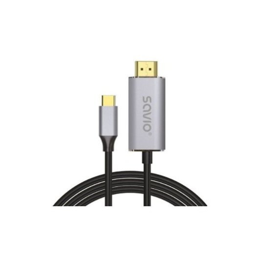 Cavo Savio CL-171 USB-C a HDMI 2.0 4K 2 m nero e argento HDCP 4K 120Hz