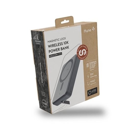 Hune Eco Power Bank 10000 mAh Magnética Inalámbrica Pie Estabilizador USB-C Gris Roca