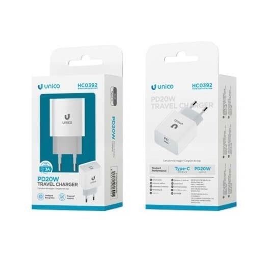 Cargador Unico Plus HC0392 20W USB-C Power Delivery 3.0 Blanco protección avanzada